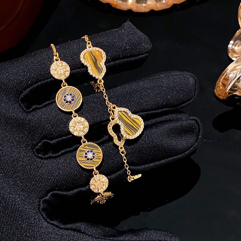 Gold Tiger Eye Charm Bracelet