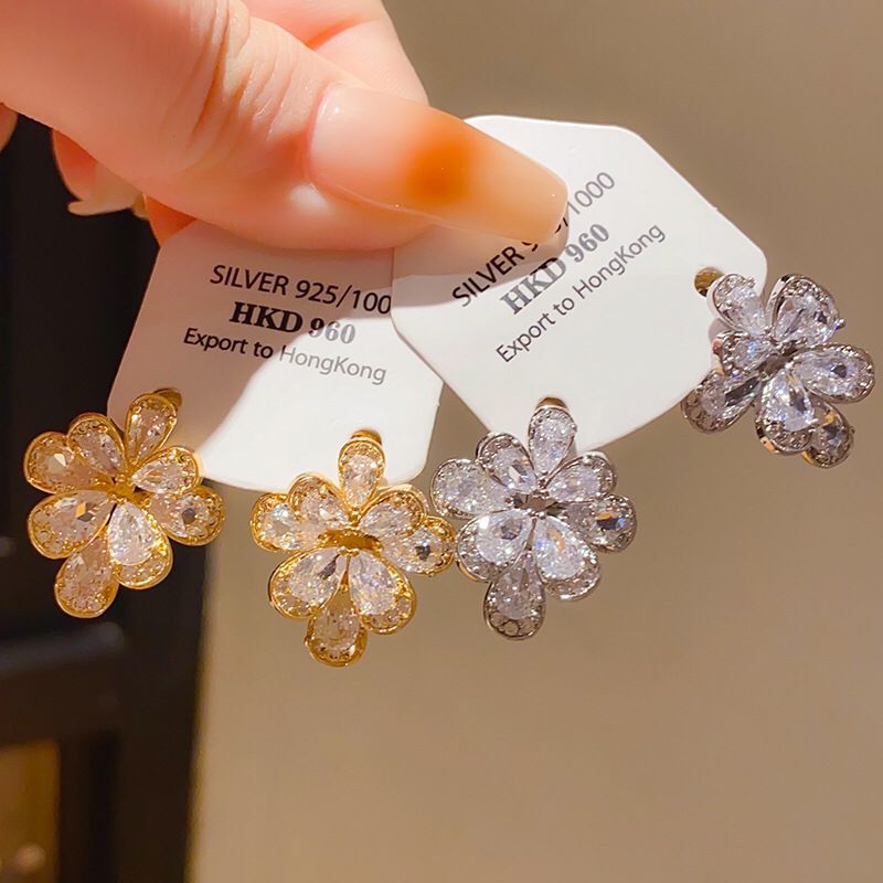 Crystal Flower Stud Earrings